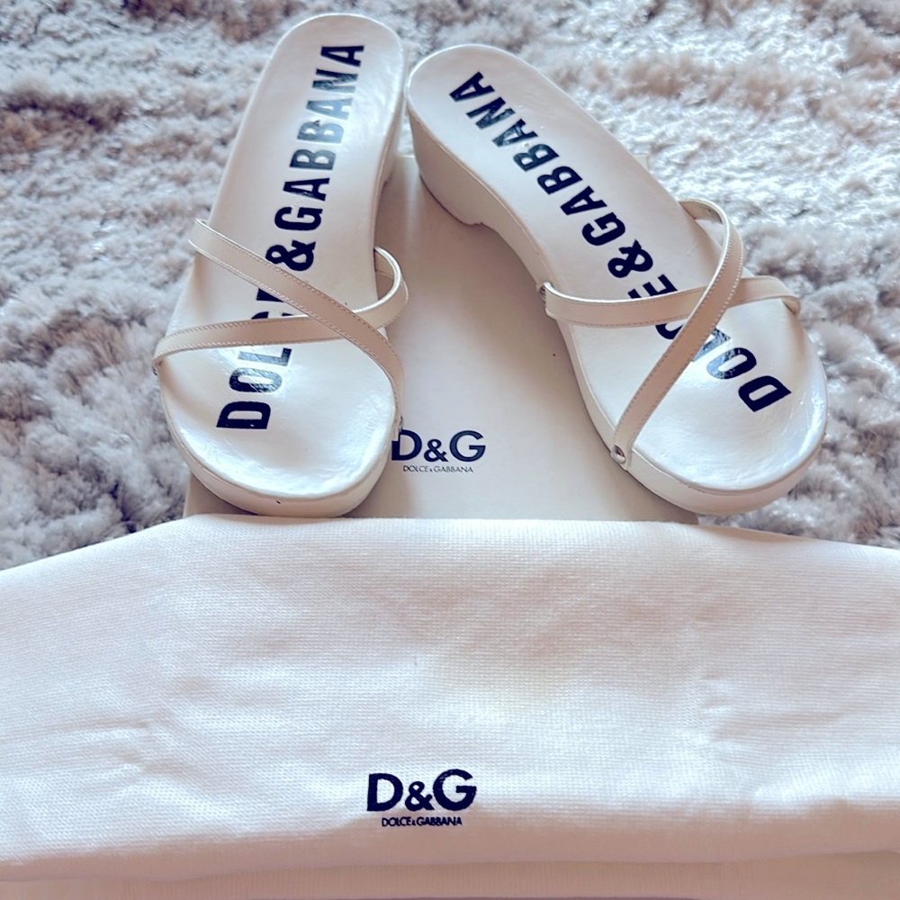 Authentic Dolce & Gabbana White Sandals Size 7
